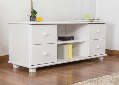 TV-Unterschrank Kiefer Vollholz massiv weiß lackiert 002 - Abmessung 55 x 136 x