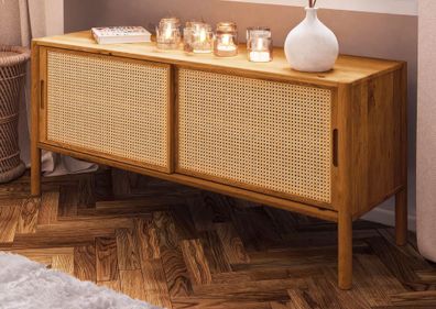 TV-Unterschrank Wellsford 11 Wildeiche massiv geölt - Abmessungen: 64 x 142 x 46