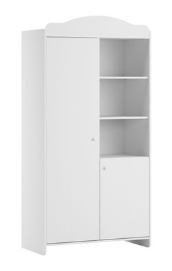 Babyzimmer Kleiderschrank | Farbe: Weiß | 2 Türen | Kinderzimmer | Soft-Close-Fu