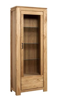 Stabile Vitrine mit Glastür Balsa 05, Eiche teilmassiv, Natur, 206 x 78 x 47 cm
