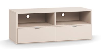 TV-Möbel / TV-Unterschrank | Farbe: Beige | zwei Schubladen | Maße: 120 x 47 x 4