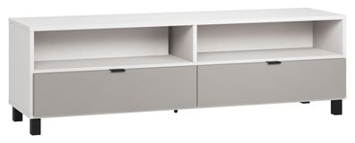 TV-Unterschrank Pantanoso 11, Farbe: Weiß / Grau - Abmessungen: 56 x 180 x 47 cm