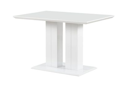 Esstisch Daures 117 in Weiß Hochglanz, eckiger edler Esszimmertisch, 120 x 80 cm