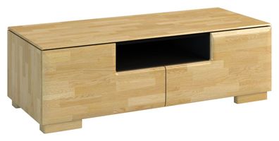 TV-Schrank "Lipik" 11, Farbe: Eiche / Schwarz, teilmassiv - Abmessungen: 38 x 12