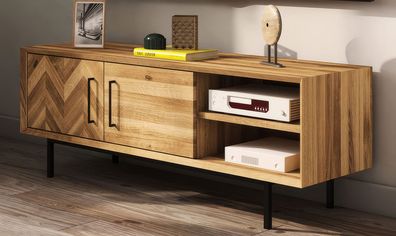 TV-Unterschrank Kumeu 10 Wildeiche massiv geölt - Abmessungen: 50 x 144 x 45 cm