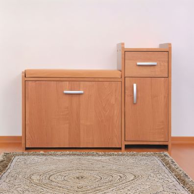 Sitzbank mit Stauraum / Schuhschrank Pamanukan 21, Farbe: Erle - Abmessungen: 87