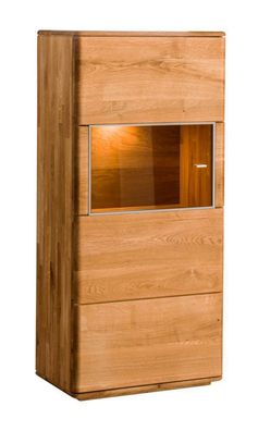 Vitrine Lencois 26, Farbe: Natur, Eiche massiv geölt und gebürstet, Türanschlag