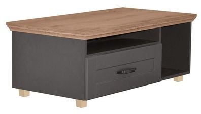 Couchtisch Cuenca 06, Farbe: Eiche / Grau - Abmessungen: 115 x 60 x 45 cm (B x T