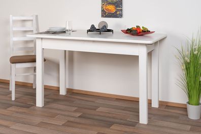 Tisch ausziehbar Kiefer massiv Vollholz weiß lackiert Junco 236C (eckig) - 75 x