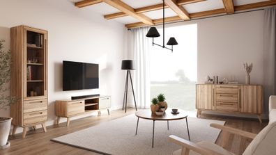 Wohnzimmer - Set A Engordany | 3-teilig | Farbe: Buche | Buche Vollholz massiv |