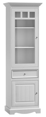 Vitrine Gyronde 14, Türanschlag links, Kiefer massiv Vollholz, weiß lackiert - 1