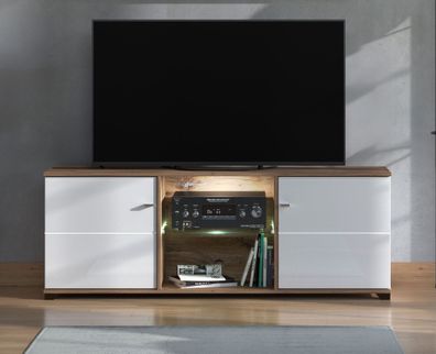 TV-Schrank / TV-Möbel mit zwei Türen Kanjiza 02, Farbe: Eiche Flagstaff / Weiß