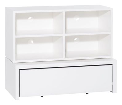 Jugendzimmer - TV-Unterschrank Marincho 51, 2-teilig, Farbe: Weiß - Abmessungen: