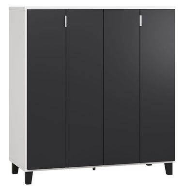 Barschrank Vacas 03, Farbe: Weiß / Schwarz - Abmessungen: 122 x 112 x 47 cm (H x