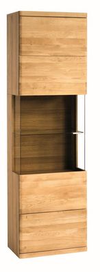 Vitrine Recife 01, Farbe: Natur, Eiche teilmassiv ? 203 x 60 x 38 (H x B x T)