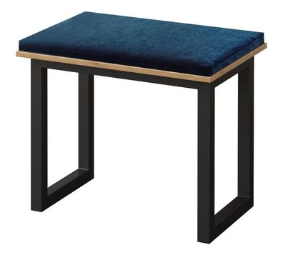 Hocker Slatina 42, Farbe: Eiche / Schwarz, Polsterung: Dunkelblau, teilmassiv -