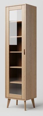 Vitrine Eiche massiv natur Aurornis 07 - Abmessungen: 200 x 50 x 40 cm (H x B x