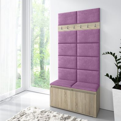 Garderobe 01 für Vorraum mit Schuhschrank für 8 Paar Schuhe, Sitzbank/Wand gepol