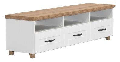 TV-Unterschrank Cuenca 05, Farbe: Eiche / Weiß - Abmessungen: 50 x 170 x 49 cm (