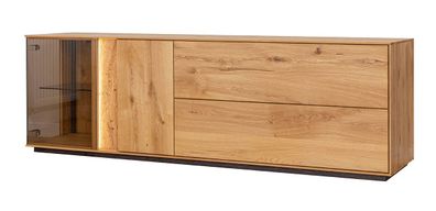 TV-Unterschrank Sienne 10 mit 60 x 185 x 43,5 cm, getöntes Glas, aus Massivholz
