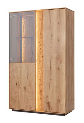 Vitrine Sienne 11 aus Massivholz Wildeiche, 140 x 85 x 37 cm, Holz geölt und geb