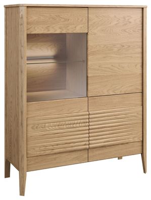 Vitrine mit Glastür links Gorica 05, in Eiche Gold, 140 x 111 x 45 cm, mit LED-B