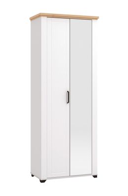 Garderobenschrank mit einer Spiegeltür Banat 18, Farbe: Weiß / Weiß Hochglanz /