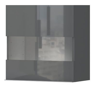 Hängevitrine Vaitele 26, Farbe: Anthrazit Hochglanz - 56 x 55 x 29 cm (H x B x T
