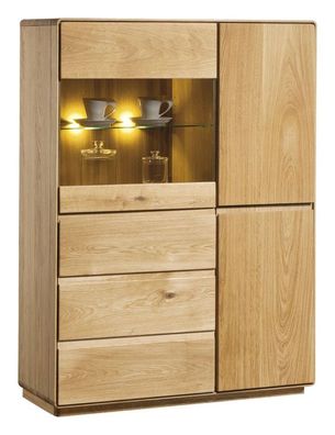 Vitrine Fazenda 16, Farbe: Natur, Eiche teilmassiv ? 135 x 99 x 41 cm (H x B x T