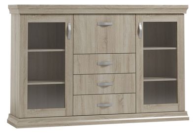 Vitrine Wewak 04, Farbe: Sonoma Eiche - Abmessungen: 117 x 160 x 42 cm (H x B x