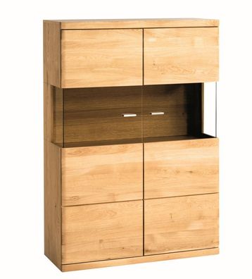 Vitrine Recife 06, Farbe: Natur, Eiche teilmassiv ? 138 x 97 x 38 (H x B x T)