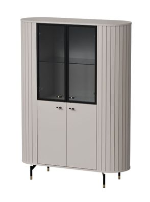 Vitrine Annelin 01 in Kaschmir, 155 x 112 x 40 cm, optionale LED-Beleuchtung am