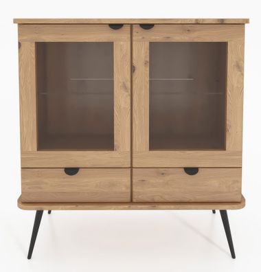Vitrine Rolleston 30 Kernbuche massiv geölt - Abmessungen: 102 x 97 x 46 cm (H x