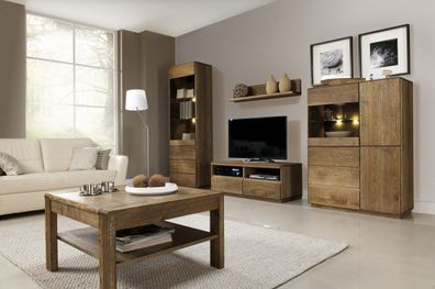 Wohnzimmer Komplett - Set K Fazenda, 5 - teilig, teilmassiv, Farbe: Dunkelbraun