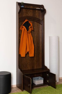 Garderobe Kiefer Massivholz 31, Walnussfarben, 200 x 72 x 37 cm, mit 1 Ablage un