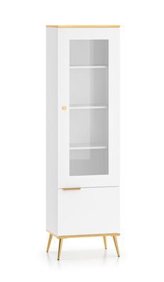 Elegante Vitrine mit Soft-Close System Breckenridge 02, Farbe: Weiß, Komfortabel