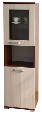 Vitrine Cikupa 10, Farbe: Nuss / Ulme - Abmessungen: 160 x 45 x 40 cm (H x B x T