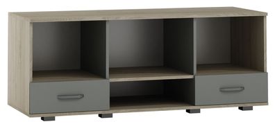 TV-Unterschrank Ciomas 19, Farbe: Sonoma Eiche / Grau - Abmessungen: 53 x 135 x