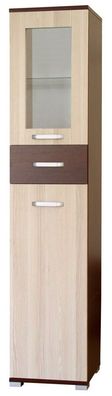 Vitrine Cikupa 48, Farbe: Nuss / Ulme - Abmessungen: 190 x 40 x 35 cm (H x B x T