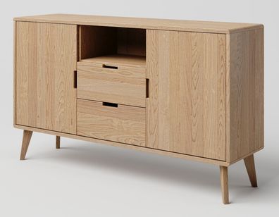 TV-Unterschrank Eiche massiv natur Aurornis 61 - Abmessungen: 84 x 142 x 40 cm (