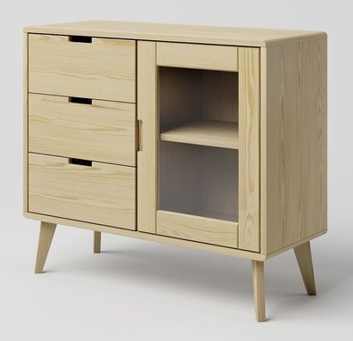 Vitrine Kiefer massiv natur Aurornis 16 - Abmessungen: 84 x 96 x 40 cm (H x B x