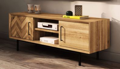 TV-Unterschrank Kumeu 09 Wildeiche massiv geölt - Abmessungen: 50 x 144 x 45 cm