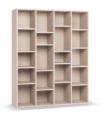 Bücherregal | 20 Fächer | Farbe: Beige | sehr stabiles Regal auch bei Belastung