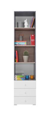 Jugendzimmer - Regal Lede 07, Farbe: Grau / Eiche / Weiß - Abmessungen: 190 x 45