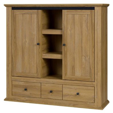 Vitrine Matam 07, Farbe: Eiche - 130 x 135 x 40 cm (H x B x T)