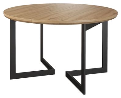 Esstisch Slatina 30, Farbe: Eiche / Schwarz - Abmessungen: 120-220 x 120 cm (B x