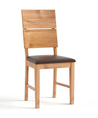 Stuhl mit brauner Sitzfläche Vologne 03, aus Massivholz Eiche, geölte Oberfläche