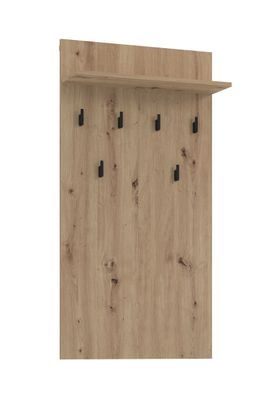 Garderobe | 6 Haken | Farbe: Eiche Artisan | 1 Ablagefläche | Maße: 63 x 19,5 x