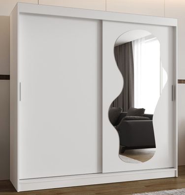 Schiebetürenschrank Lagginhorn 18, Farbe: Weiß, 2 Meter breit, Aluminiumschienen