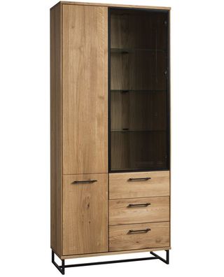 Vitrine Manaus 01, Farbe: Natur, Eiche teilmassiv ? 207 x 90 x 38 (H x B x T)